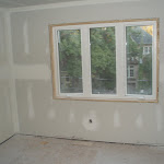 Upper floor-bedroom toward the street after
drywall installation