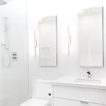 Modern Bathroom with shower glass enclosure and floating vanity