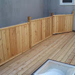 Wooden deck on side of house