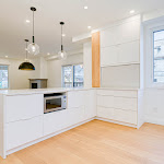 New kitchen countertop with white cabinetry