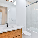 Family bathroom with single sink vanity