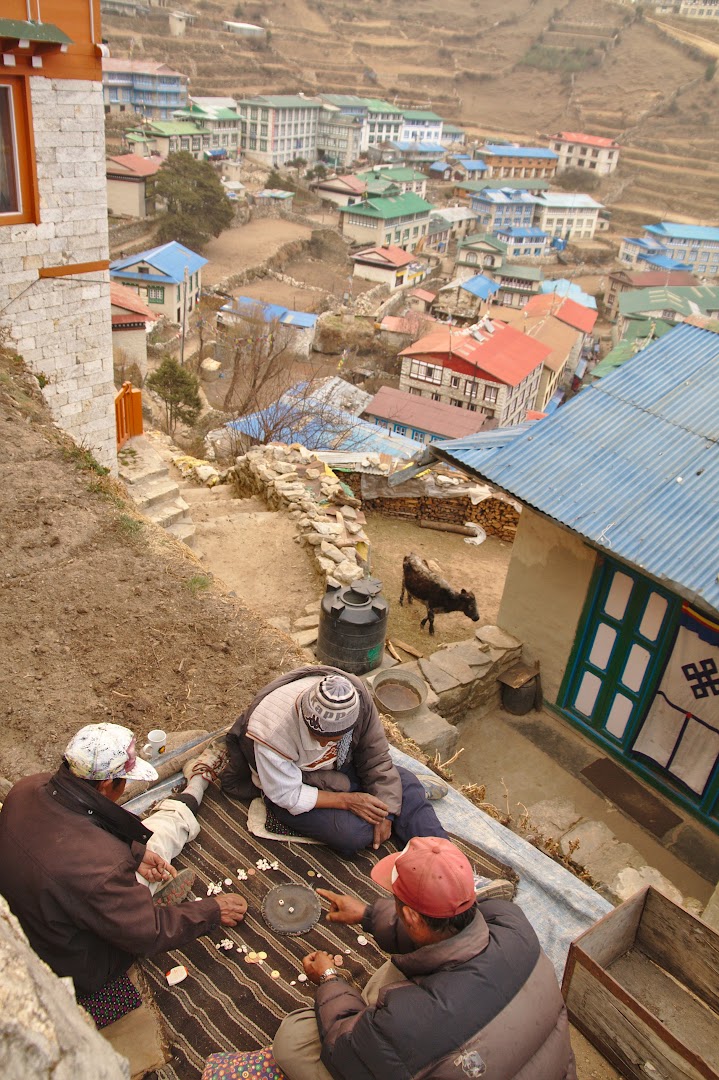 Sherpas playing on the streets of Namche Bazaaar