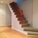 Basement stairs finished with carpet