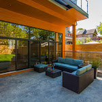 Outside patio area with modern windows
