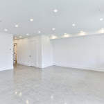 Polished concrete flooring in downstairs living space