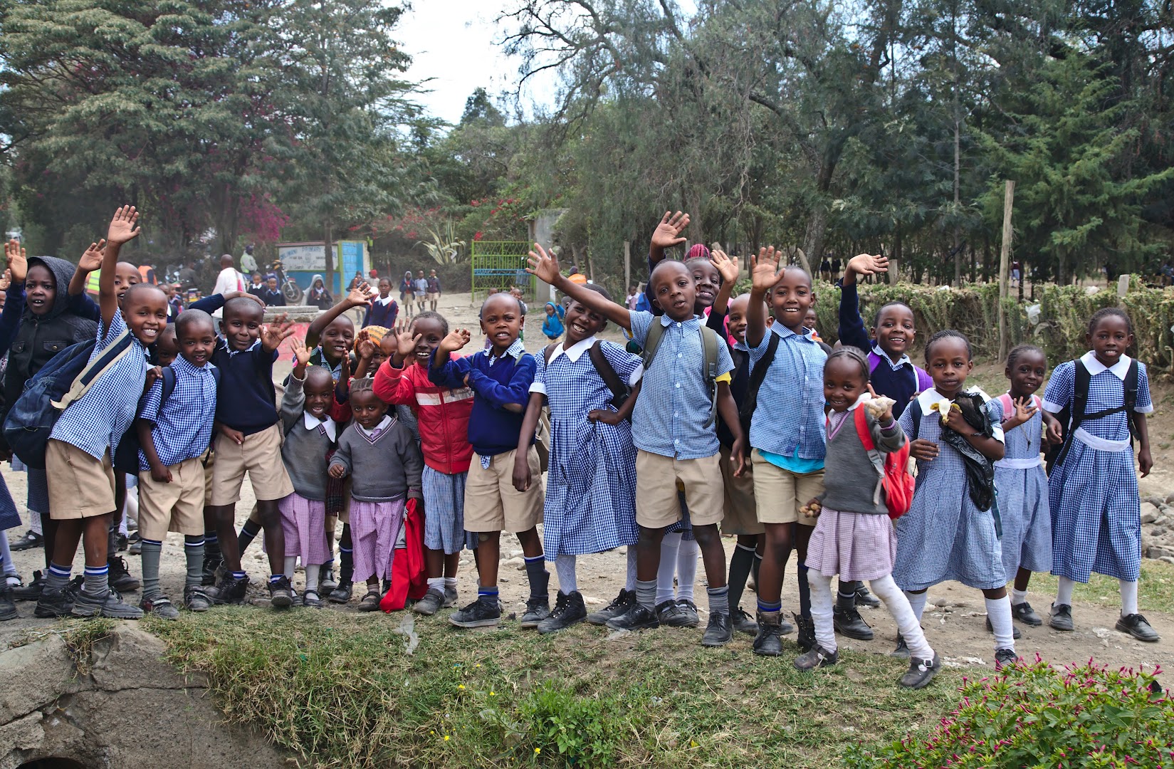 Schoolchildren are very curious and friendly