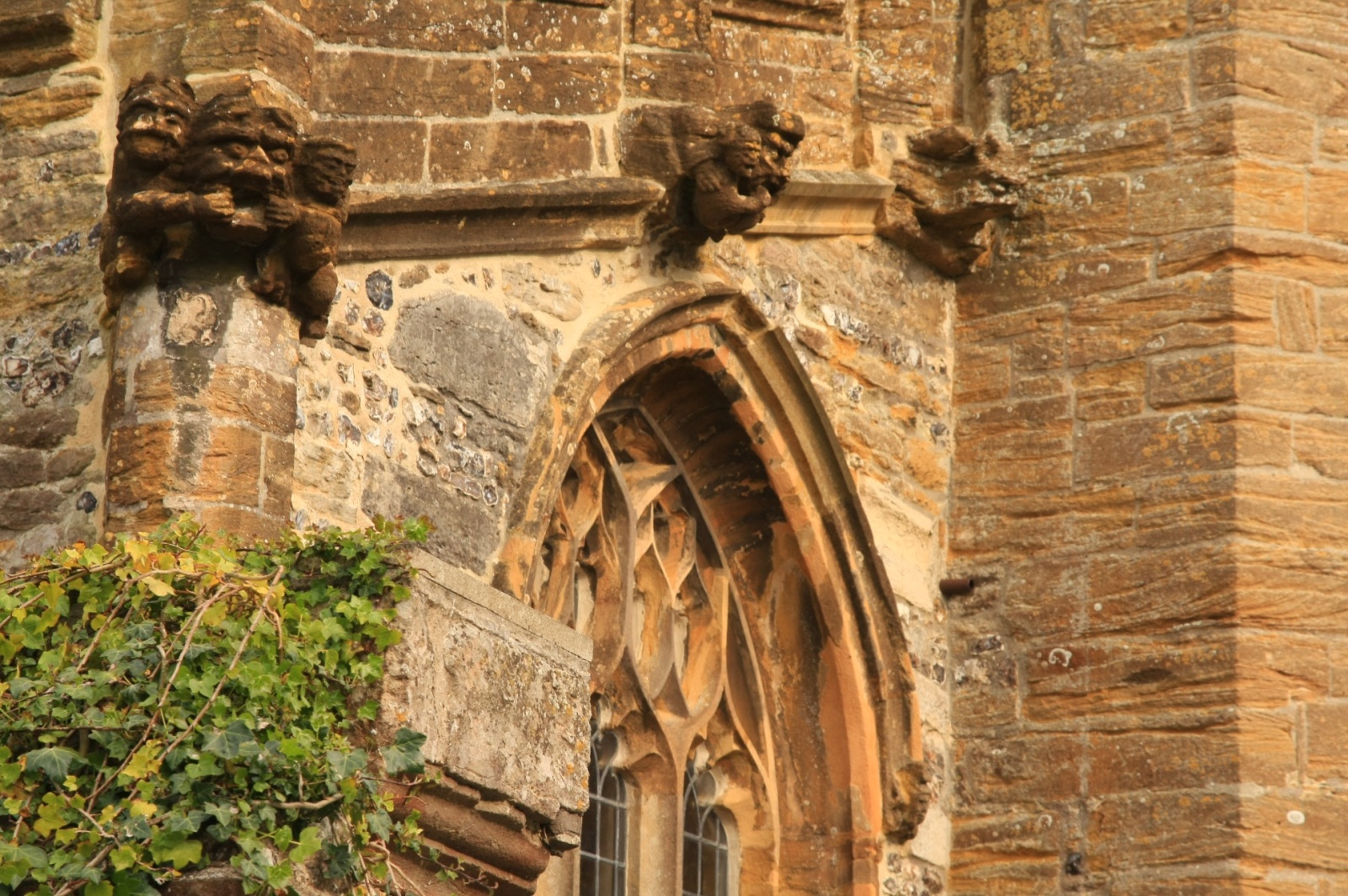 The abbey is guarded with nice gothic gargoyles