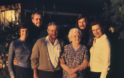 1970's: (front l-r: Julie, father Joe Viani, grandmother Helen Metrovitsch, mother Natalie Viani) (back l-r: Ray Amundson, brother Nick Viani)