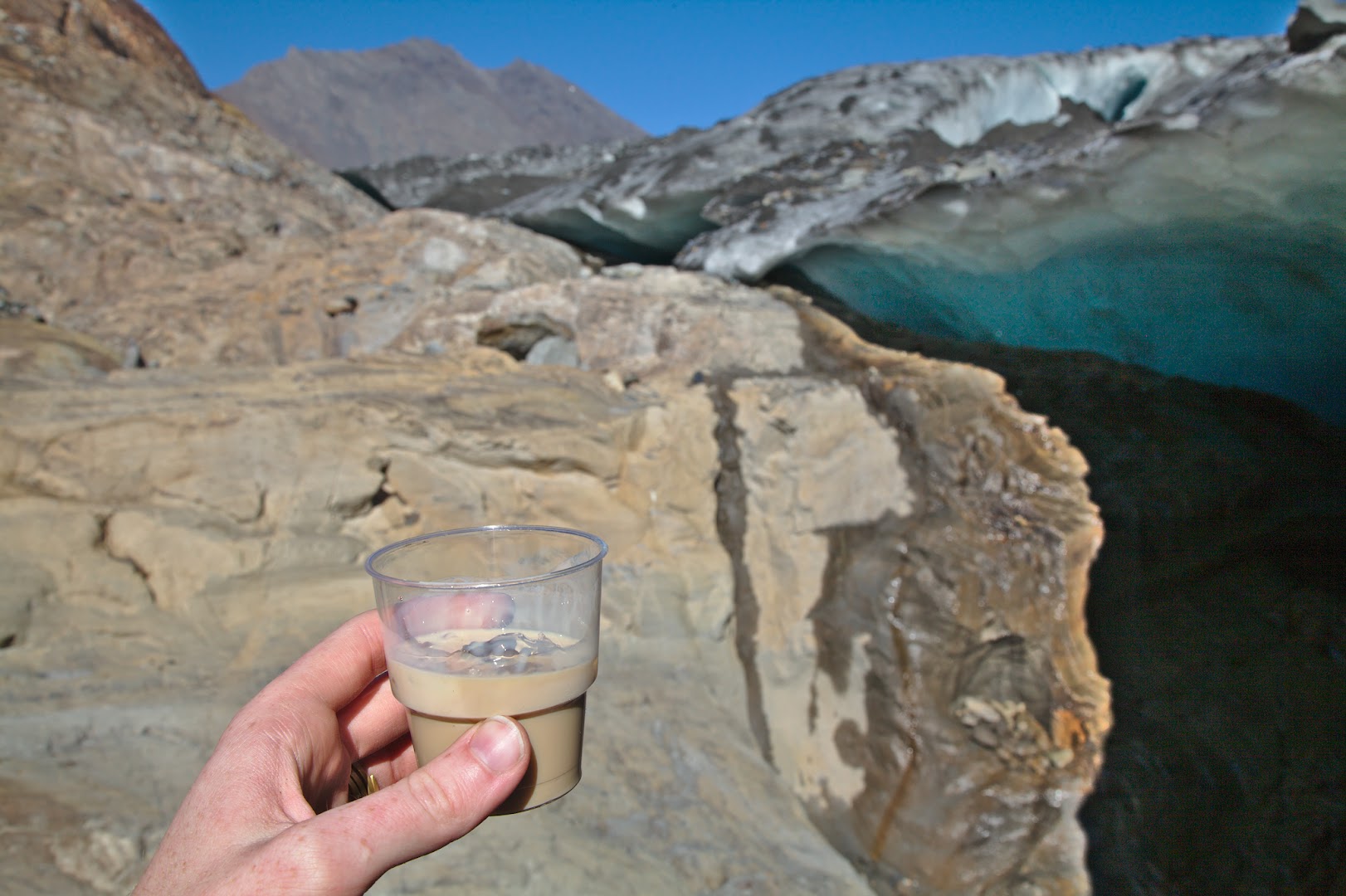 Baily's with 10000 year old ice - perfect end of a glacier trek!