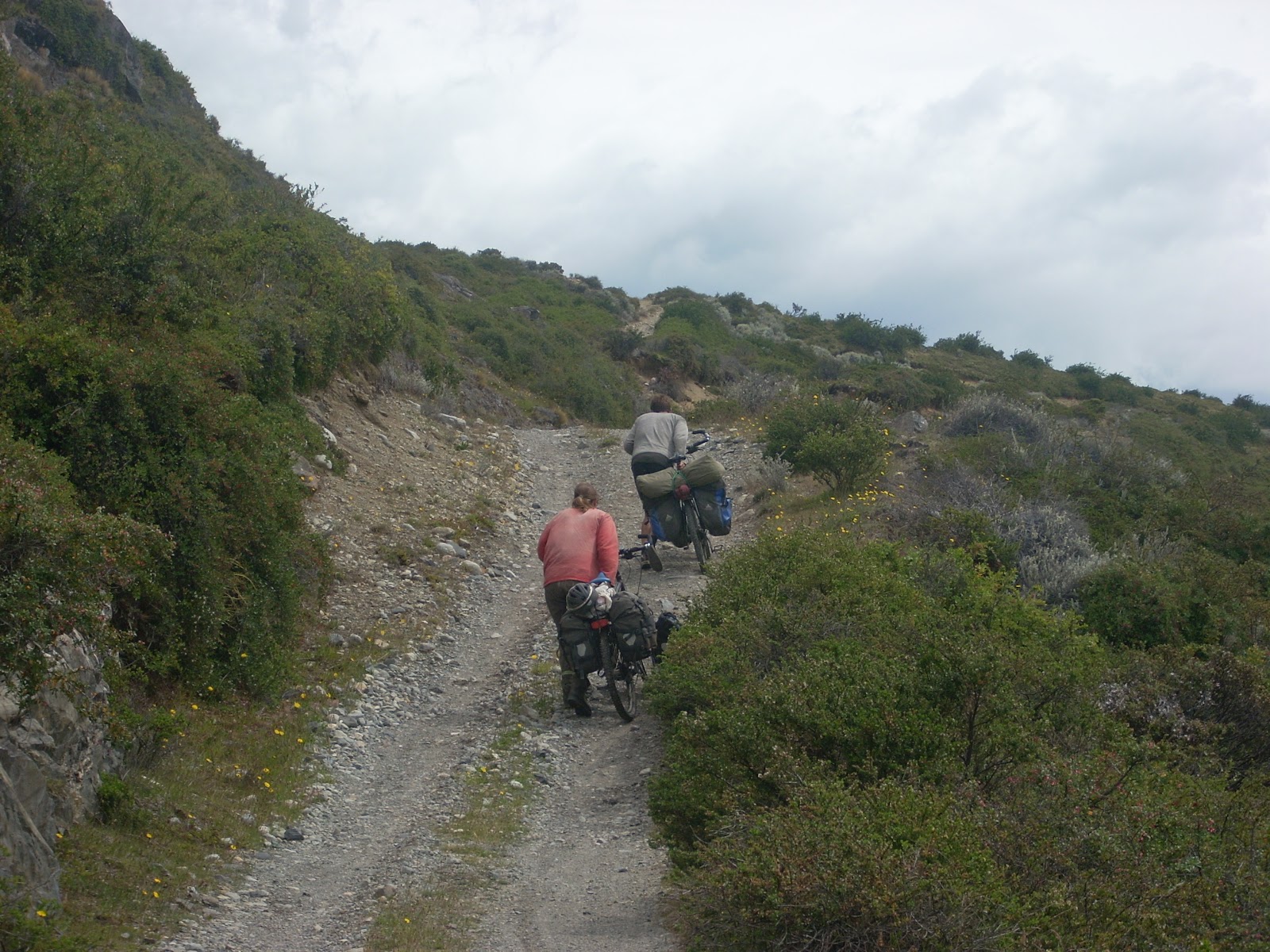 This was actually an easy part. Note the wide, dry road, even if we did have to push