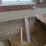 Foundation for stairs at newly added doors
 toward the backyard