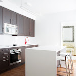 New Kitchen with white caesarstone waterfall countertop