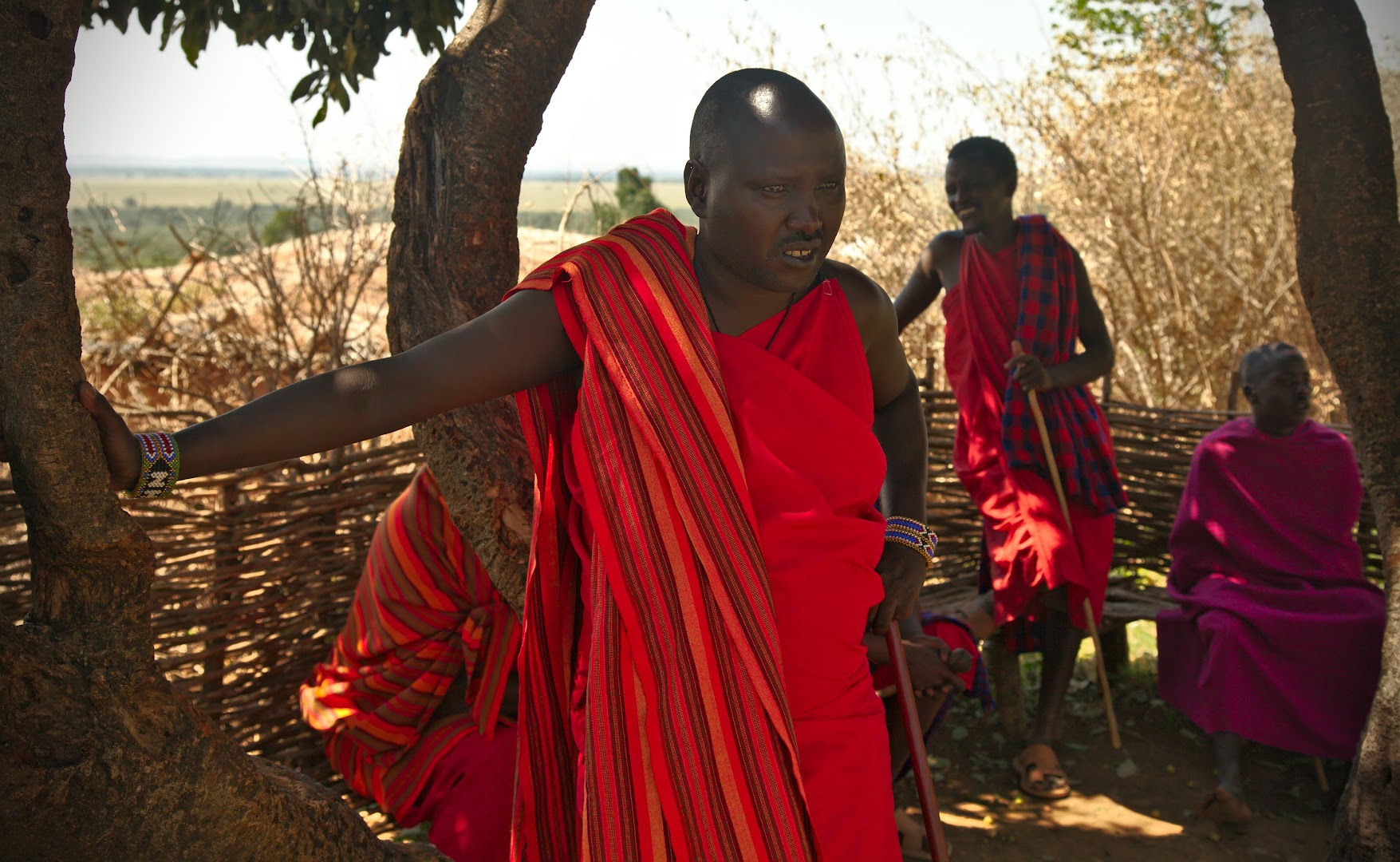 Masai men resting during the mid-day heat