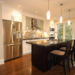 View of open concept kitchen in home renovation