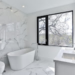 Master bathroom with free standing bathtub