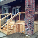 Side view of small porch finished with Cedar Wood