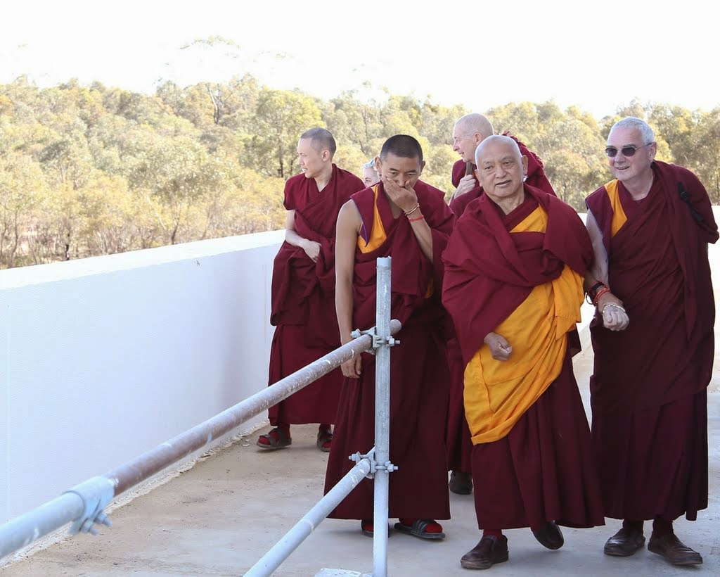 Lama Zopa Rinpoche touring the Great Stupa of Universal Compassion, Australia, September 2014. Photo by Ven. Thubten Kunsang.