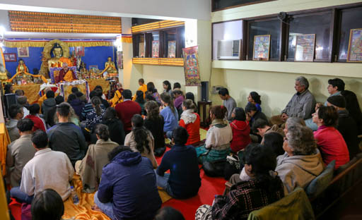 Lama Zopa Rinpoche at Tushita Mahayana Meditation Centre, Delhi, India, January 2015. Photo by Ven. Thubten Kunsang.