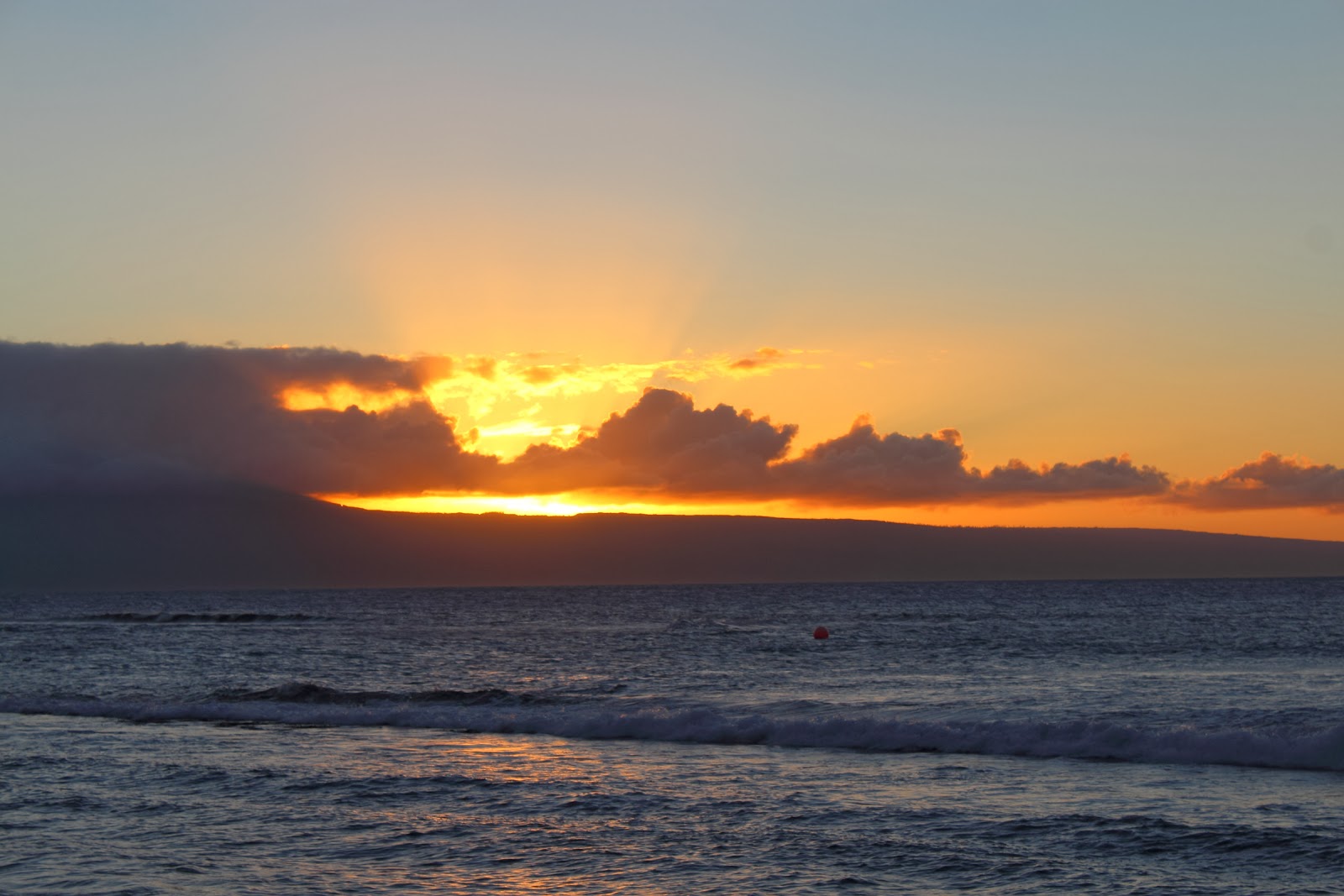 Maui sunset from Kaanapali (the island in the foreground is Lanai - Larry Ellison owns that island)