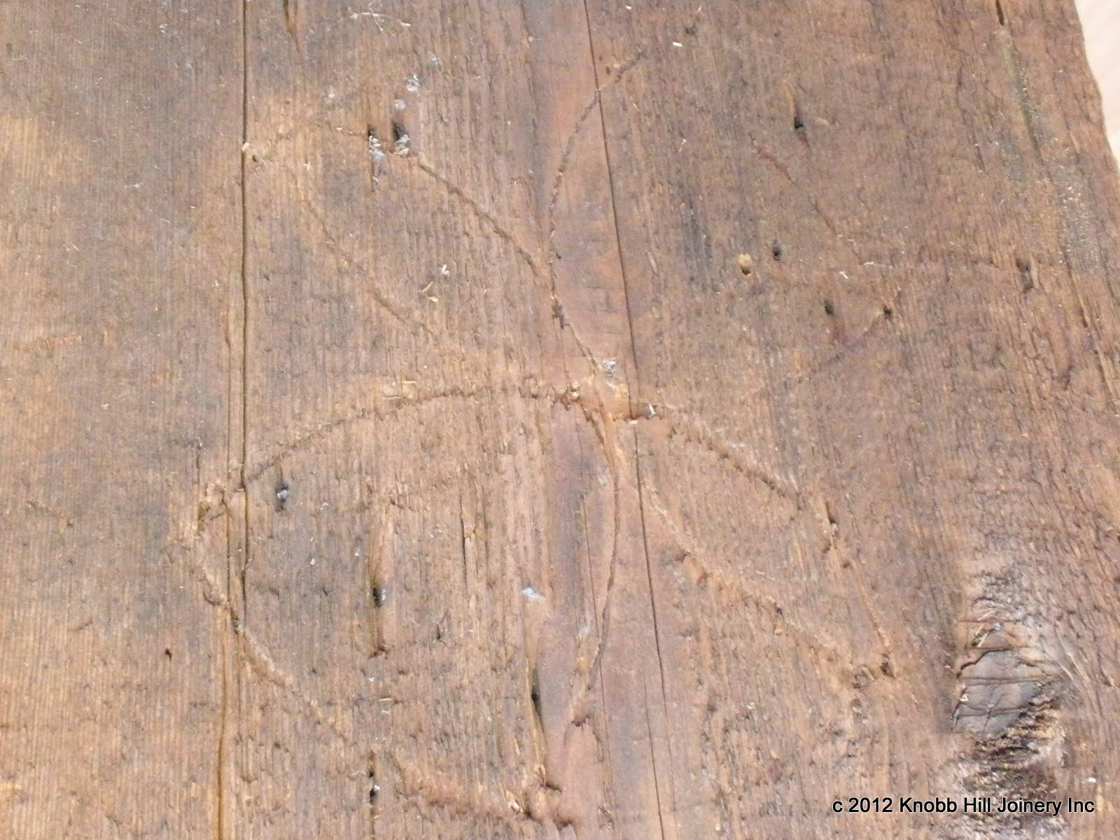 This 'daisy wheel' was discovered in the roof sheathing.