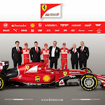 Ferrari SF15-T with drivers and teammembers