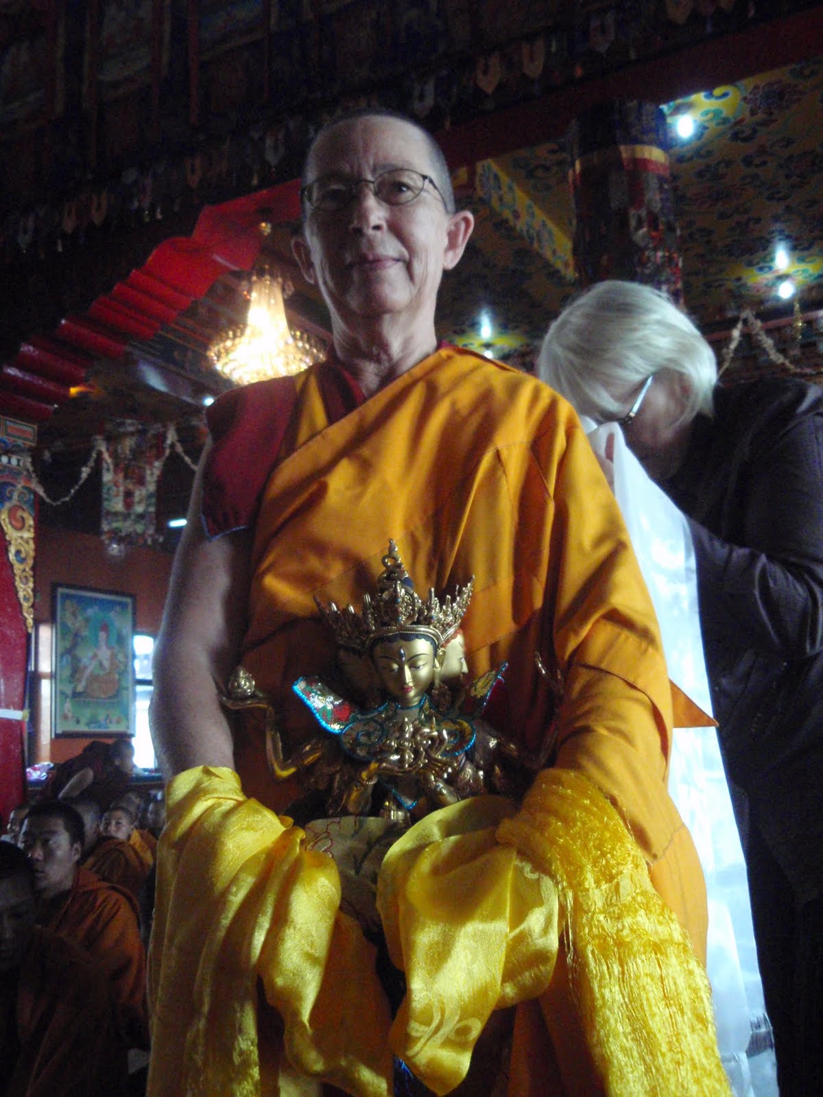 Ani.Karin offering long life statue Kopan Monastery Dec 2008.