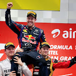 Rejoicing of Nico Rosberg, Sebastian Vettel & Romain Grosjean