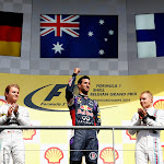 Podium ceremony.Adrian Newey, Nico Rosberg, Daniel Ricciardo & Valtteri Bottas