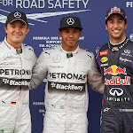 Top 3 qualifiers: 1. Hamilton 2. Rosberg 3. Ricciardo