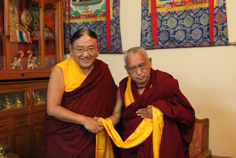 His Holiness the Sakya Trizen with Lama Zopa Rinpoche, Dheradhun 2012