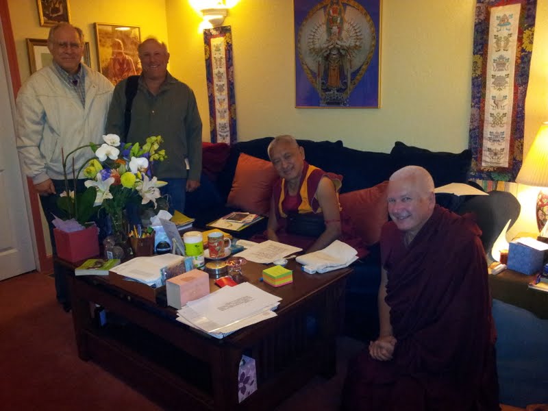 Jon Landaw, Karuna Cayton, Rinpoche and Ven.Steve Carlier at Kachoe Dechen Ling, CA