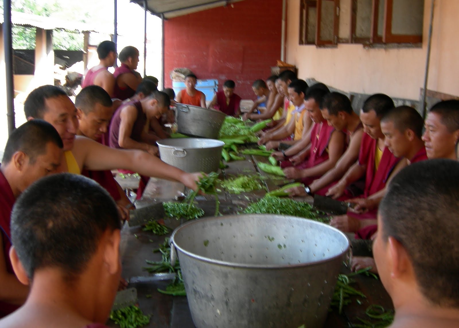 Preparing food to be offered to the monks of Sera Je Monastery