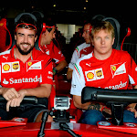 Fernando Alonso & Kimi Raikkonen in Ferrari rollercoaster