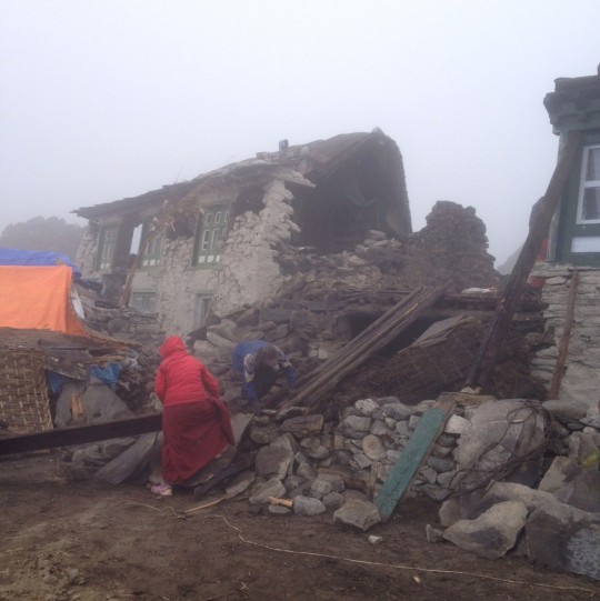 A collapsed house in Thame, Solu Khumbu district, Nepal, April 28, 2015. Photo by Jimmy Grant.