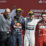 2013 British podium: 1. Rosberg 2. Webber 3. Alonso