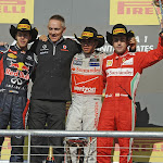 2012 US F1 GP podium: 1. Hamilton, 2. Vettel, 3. Alonso