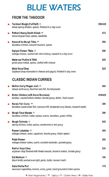 Blue Waters menu 