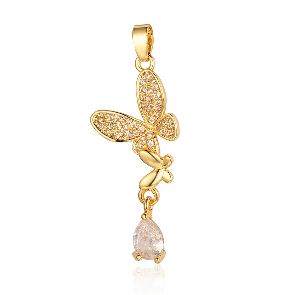 Pendentif en cristal de zirconium papillon, oreilles de lapin, cerf, un bijou coloré et unique pour femmes.