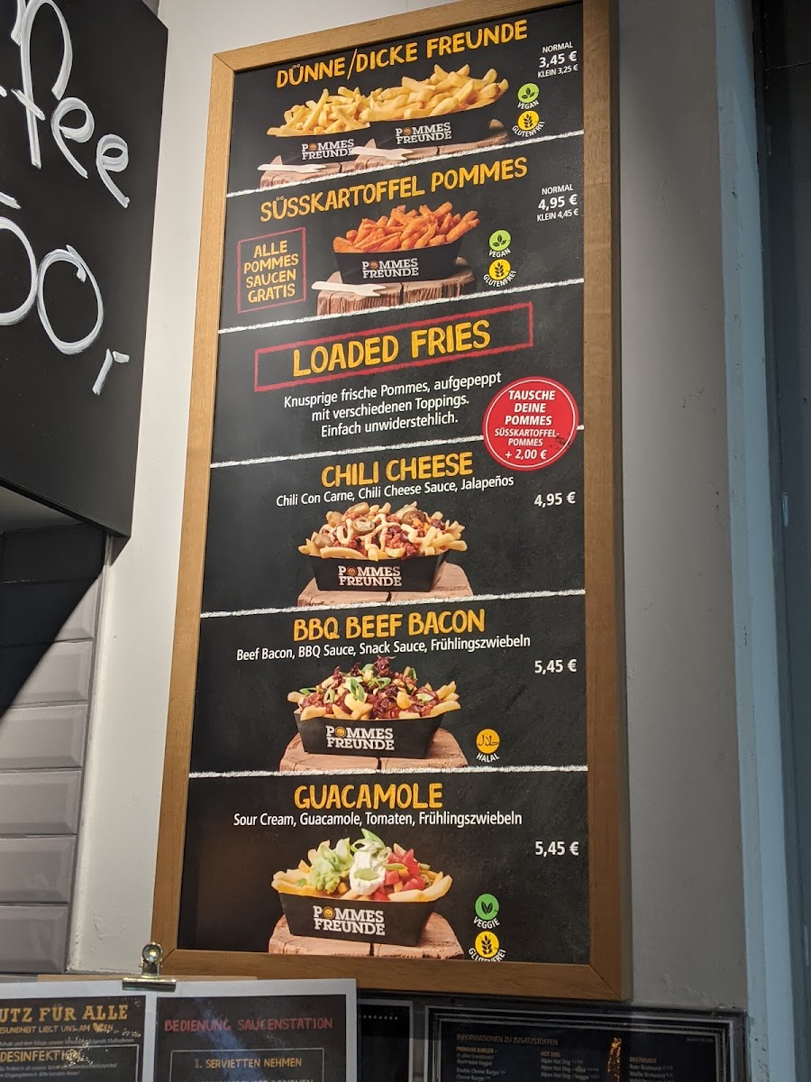 Portion of menu with GF options labeled