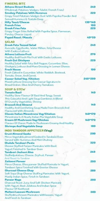 Athens - The Rooftop Lounge menu 