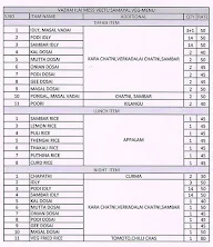 Vazhai Ilai Mess menu 1