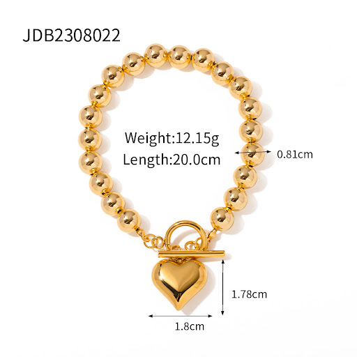 Title 6, Gold Plated Stainless Steel Smooth Love Heart N...