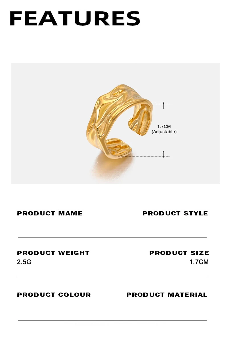 Title 5, Bague Ajustable Irrégulière Mode Européenne et ...