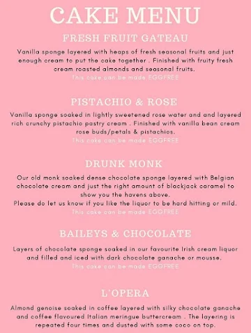 Cake Dior menu 