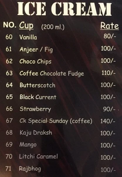 Coffee King menu 