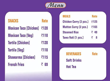 The Wrap Lounge menu 