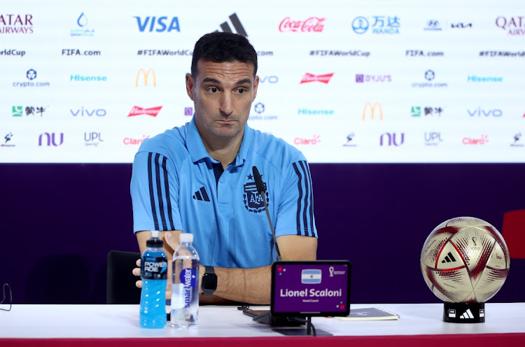 Lionel Scaloni, Head Coach of Argentina, speaks during the Argentina Press Conference at on December 12, 2022 in Doha, Qatar.