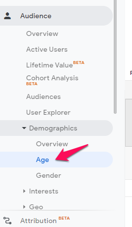 bounce rate by age google analtyics