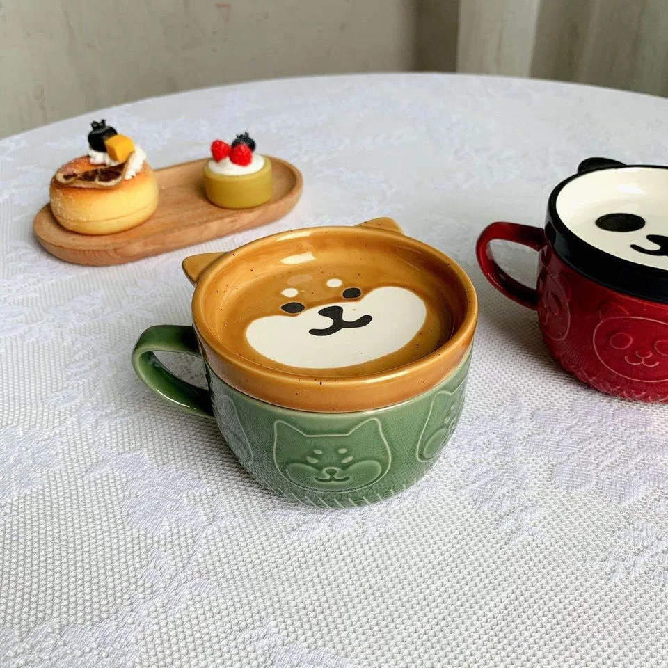 Title 1, Caneca de cerâmica Panda Shiba Inu com tampa Sa...