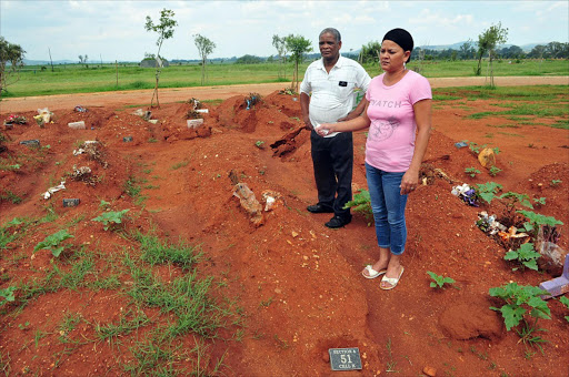 February 15,2017. Oswald and Wilma Coetzer at the newly opened Olifantsvlei Cemetery in Ennerdale, Johannesburg. They do not know in which grave their relative is laying due to a mix-up of grave numbers. Pic: Veli Nhlapo. © Sowetan.